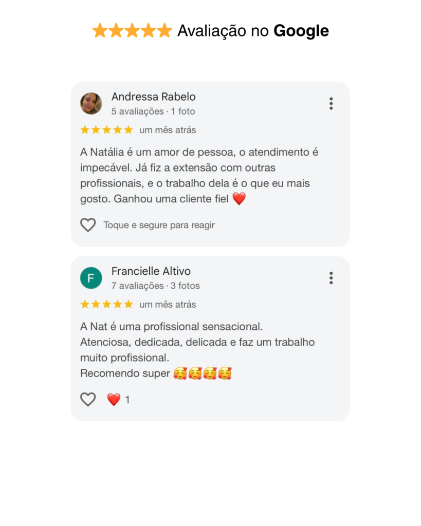 Primeira imagem de Avaliação no Google sobre extensão de cílios em Hortolândia